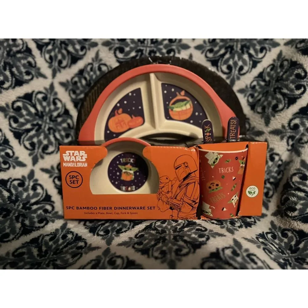 Star Wars MANDALORIAN Baby Yoda 5 PC Bamboo Child Dinnerware‎ Set